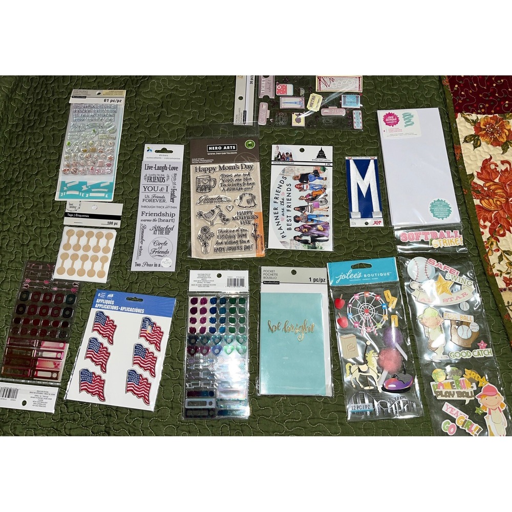 Planner Stickers Lot Of 14 , Journaling , Appliqués, Puffy Stickers , Stamp, Etc
